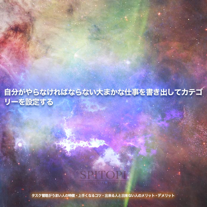 自分がやらなければならない大まかな仕事を書き出してカテゴリーを設定する