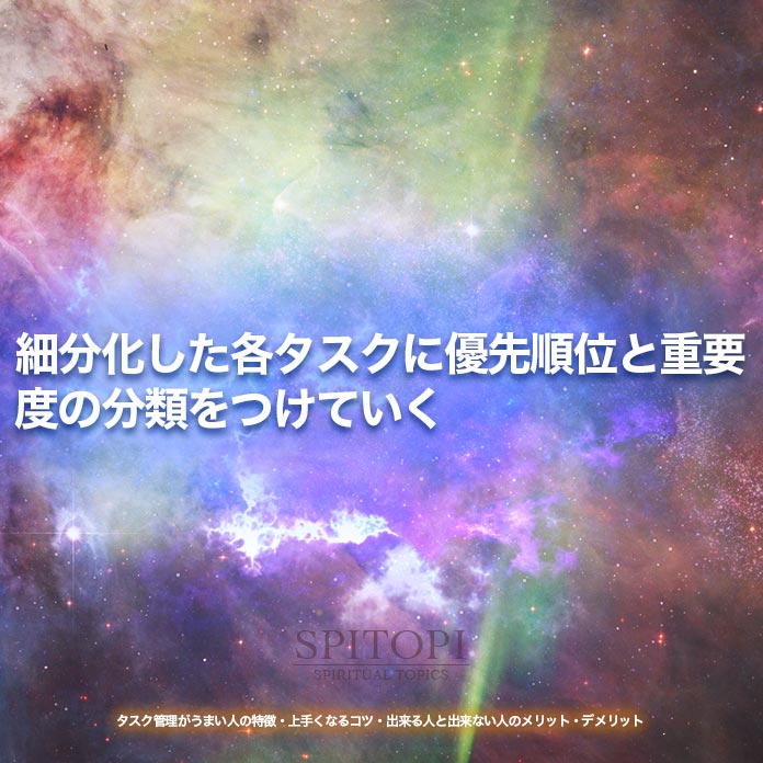 細分化した各タスクに優先順位と重要度の分類をつけていく